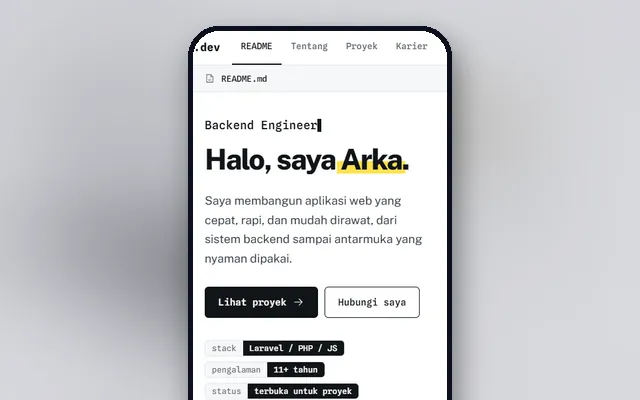 Pratinjau Portofolio Developer
